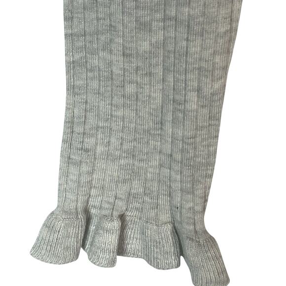 NWT H&M Cropped Ribbed Jersey Knit Sweater Ruffle Neck Light Gray - Picture 3 of 5